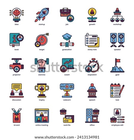 Business Workshop icon pack for your website design, logo, app, and user interface. Business Workshop icon filled color design. Vector graphics illustration and editable stroke.