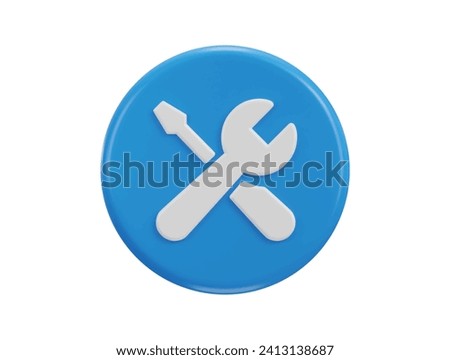 wrench and screwdriver fix and repair concept 3d vector icon illustration
