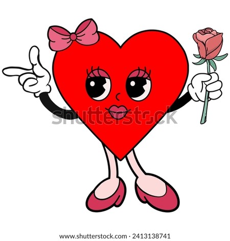 Retro Valentine clipart element, valentine's day clip art 