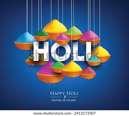 Happy Holi indian hindu festival of colors greeting mandala background with  colorful  yellow, red, blue powder paint  vector banner, poster, creative, flyer  