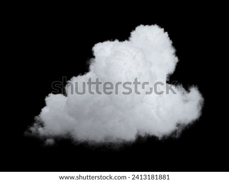 3d render, abstract white cloud clip art isolated on black background. Realistic sky design element