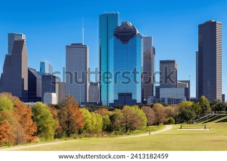 Houston City skyline at sunny autumn day in Texas, USA	