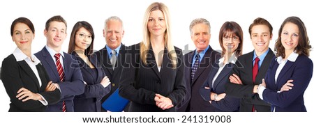 Group of business people team. Isolated over white background.