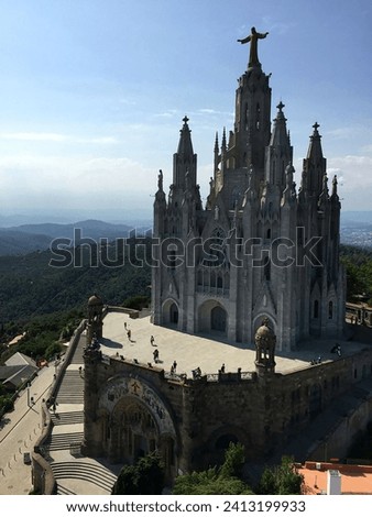 View of a cathedral in beautiful Barcelona. Vertical photo.