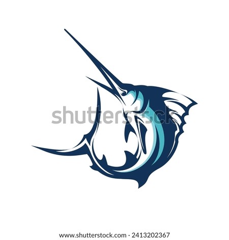 Marlin Fishing tournament logo template vector. Marlin Fish Jumping Illustration Logo design vector