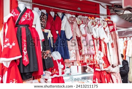 Rows of classical Chinese costumes