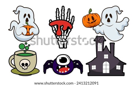 Cartoon halloween design elements vector