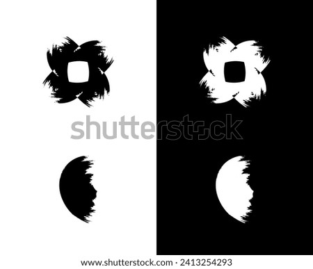 four circles with different vintage shapes on circle brush stroke grunge circles set of brush stroke vector set