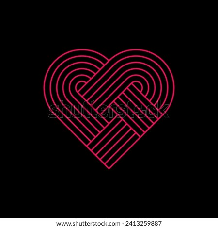 Abstract red heart icon. Line design, editable strokes. Logo design element.