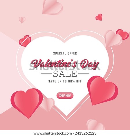 Love Letter Envelope Style Valentine's Day Special Sale Social Media Post Design Illustration