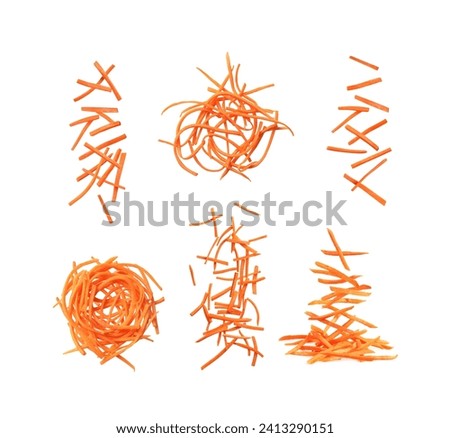 set grated carrots on a white background10 Royalty-Free Stock Photo #2413290151