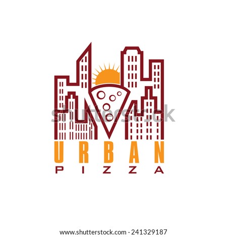 urban pizza with sun vector design template