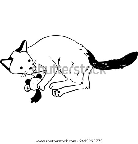 Cat Line Art Illustration for Kids Coloring Book, Cat Clipart Coloring Page, Cat Element for Design, Outline Illustration for Prints, Doodle Clipart for Coloring, JPEG File