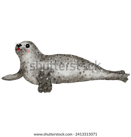 Vibrant Sea Lion Watercolor Painting Clipart - Artistic Marine Illustration