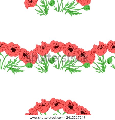 Flower pattern vector illustration. The flowering plants in garden created bloomy and colorful oasis The blossoming flowers symbolized arrival spring The repetitive flower pattern on dress added sense Royalty-Free Stock Photo #2413317249