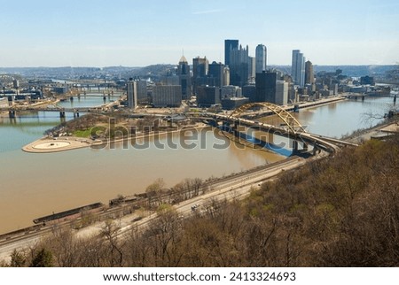 A View of Pittsburgh and the Roberto Clemente Bridge also known at the Sixth Street Bridge
