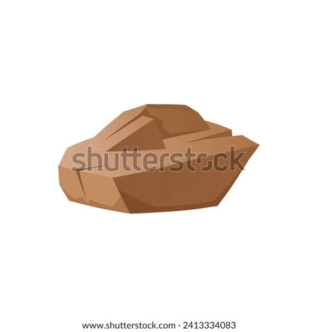 Isolated brown stone, vector illustration for game design on white background, flat cartoon style. Simple icon cobblestone. Boulder or gem, part of rock. Nature object for app and ui.