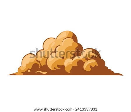 Volcano of colorful set. This cartoon-style cloud is the perfect addition to tales of powerful volcanoes and explosions. Vector illustration.