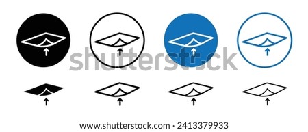 Peel Off Line Icon Set. Sticker Paper and Strong Adhesion Tape Symbol in Black and Blue Color. Royalty-Free Stock Photo #2413379933