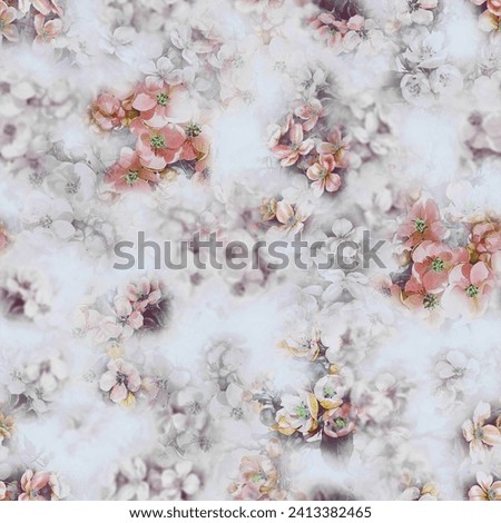 digital printing textile pattern wallpaper colorful flower with watercolor background-illustration Allover design .