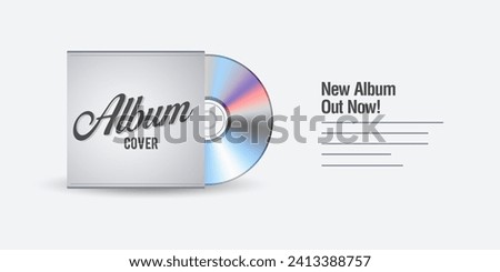 Realistic vector cd with album cover banner vector illustration. CD or DVD compact disc. Realistic vector compact disk. The CD-DVD compact disc and empty paper case template