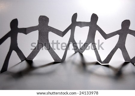 paper people doing teamwork in their business