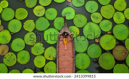 Aerial Landscape of Victoria Waterlily Giant lily pad lake at Phuket Thailand