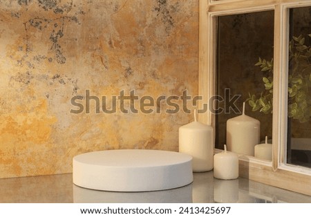 Background panorama of an old stone wall to create a background. Panorama with play of light and shadow through a window.