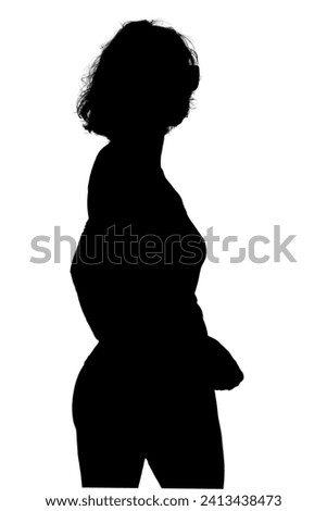 vector Beautiful and mysterious young woman body expression silhouette black and white vector image Fashion beauty on transparent white background mocup