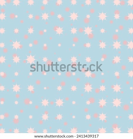 Pastel Blue Background with light Red Star dots, Pattern Background 