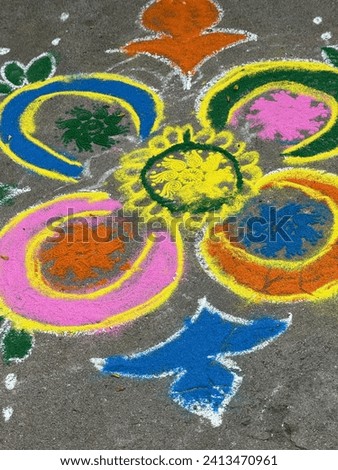 Emphasizing the cultural and traditional significance of rangoli art. Capturing the artistic and expressive nature of the colorful designs.