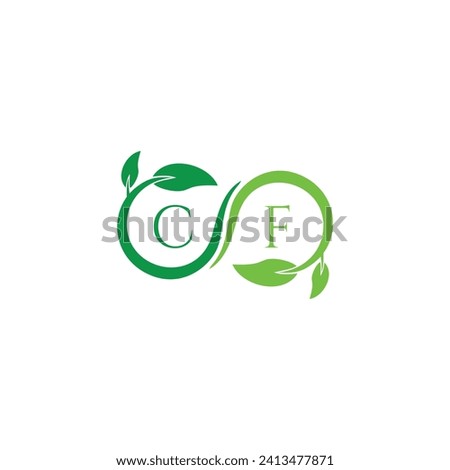 CF initial monogram letter for nature logo with leaf image design