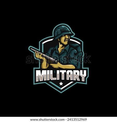 soldier military e sport or club logo vector concept