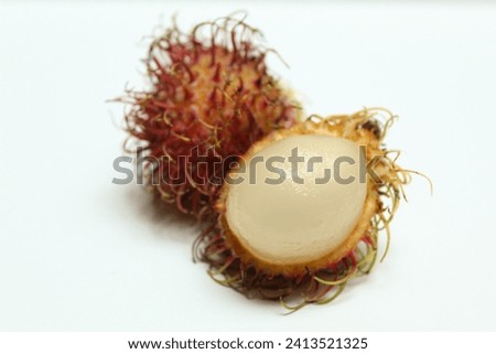 Rambutan or Nephelium lappaceum fruit or Hairy Lychee, isolated on white background