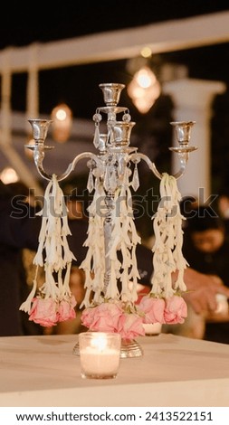 Beautiful romantic elegant wedding decor for a luxury dinner in Italy, Tuscany. Modern floral design for outdoor wedding
