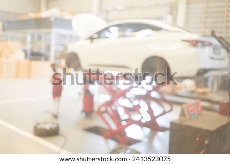 Blur Auto repair center and check the distance at the service center