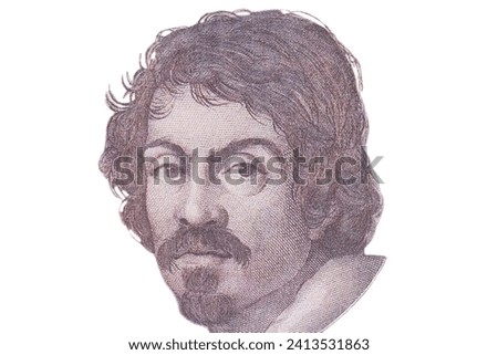 Caravaggio Portrait from Italy 100000 lire Banknotes.
