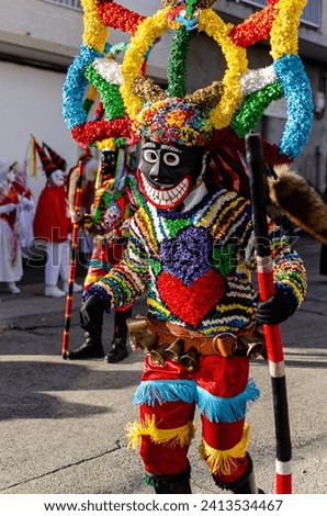 Traditional mask of the carnival of Viana do Bolo is the Boteiro. Ourense, Galicia. Spain Royalty-Free Stock Photo #2413534467