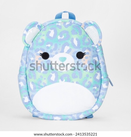Crossbody Unicorn Messenger Children Bag Storage Wallet Handbag Purse baby girls isolated on a white background. zippered and shoulder straps. canvas school backpack. top view.