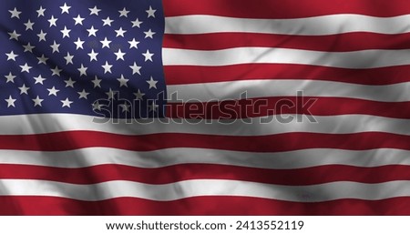 USA flag, US waving  fabric flag, American natiolal flag