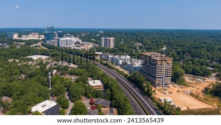 North Hills, Raleigh NC, Skyline and Mixed Use Construction - Drone Royalty-Free Stock Photo #2413565439