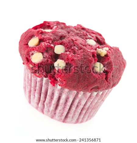 Red velvet cup cakes isolated on white background