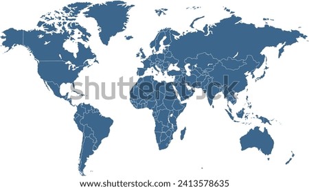 World map. Color modern vector map. Silhouette map	