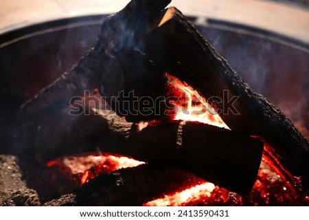 Campfire at night as a close up