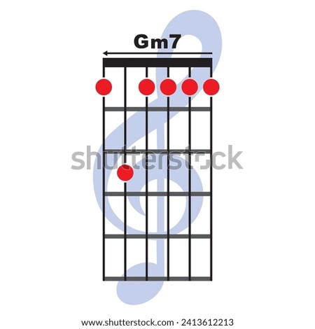 Gm7 guitar chord icon. Basic guitar chord vector illustration symbol design