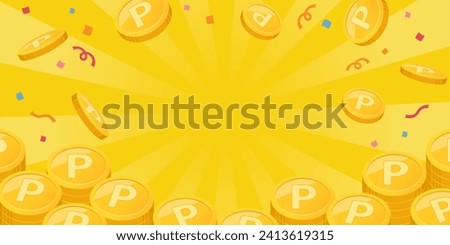 Point coin and sunburst background image (2:1) Royalty-Free Stock Photo #2413619315