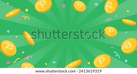 Point coin and sunburst background image (2:1) Royalty-Free Stock Photo #2413619319
