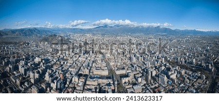 Aerial View Panoramic photography Elevated Vistas: Santiago, City Amongst 