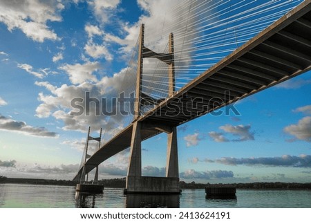 Sunrise view of the Dames Point Bridge in Jacksonville, Florida.