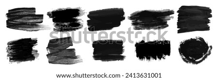 Set of black hand drawn ink stains. Ink spots isolated on white background. Vector illustration
